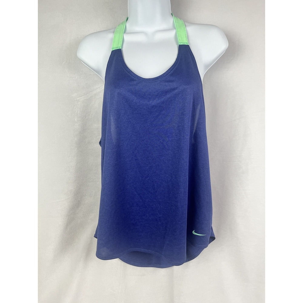 Womens NIKE DRI-FIT T Strap Back Purple Shade of Blue Tank Top Size Medium